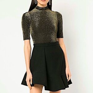 Alice + Olivia Black and Gold Sparkle Jacket